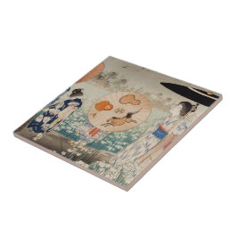 Azulejo Chicas japonesas ukiyo-e de época con arte de para