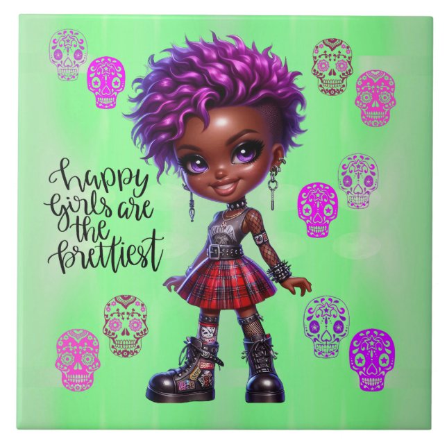 Azulejo Chicas más felices de Afropunk Tile cerámico (Frente)