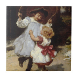 Azulejo Chicas saltando con una pista que salta