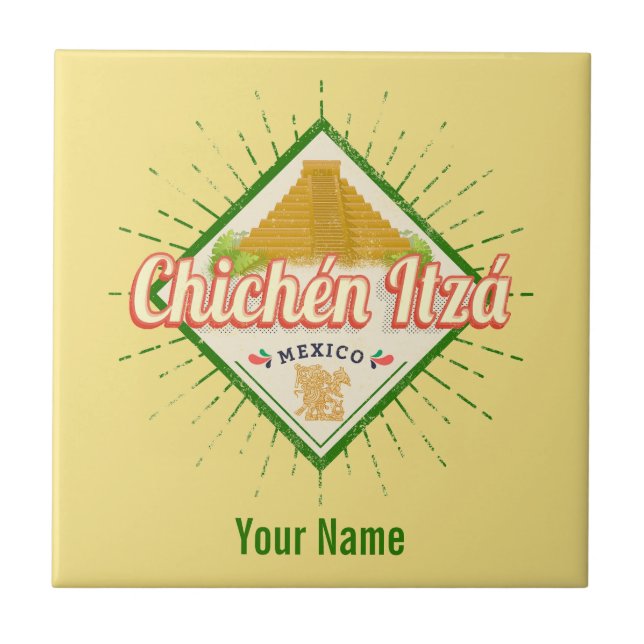 Azulejo Chichen Itza México Retro Mayan Vintage Yucatan (Frente)