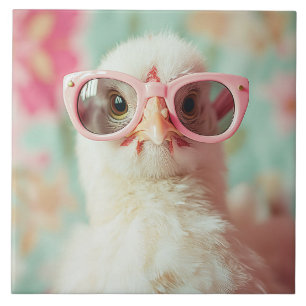 Azulejo Chick Guay con primavera de vidrio rosado