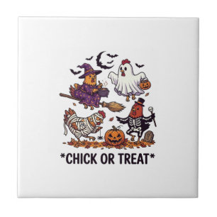 Azulejo Chick Or Treat Haloween Pollitos Bruja Fantasma Ca