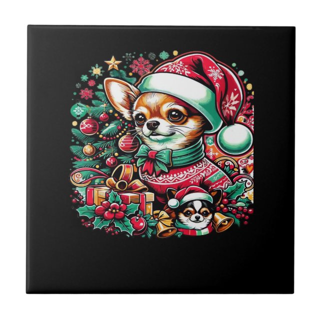 Azulejo Chihuahua Christmas Cheer! Classic T-Shirt (Frente)