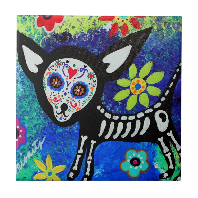 Azulejo Chihuahua Dia de Los Muertos Tiles por los (Frente)