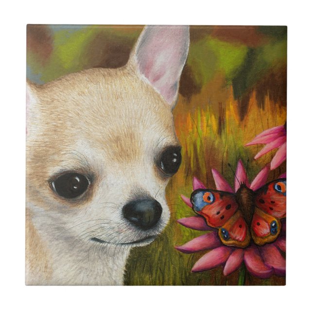 Azulejo Chihuahua Dog 85 Mariposa (Frente)