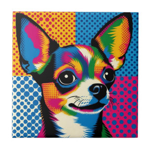Azulejo Chihuahua, Estilo Colorido Pop Art,
