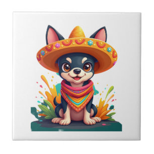 Azulejo Chihuahua México Cinco de Mayo Perro Divertido (5)