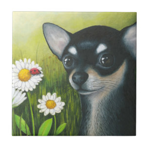 Azulejo Chihuahua negra del perro 79