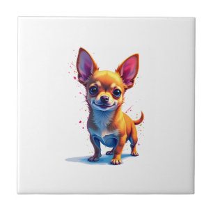 Azulejo Chihuahua Pintura Abstracta Color Perro Lindo C