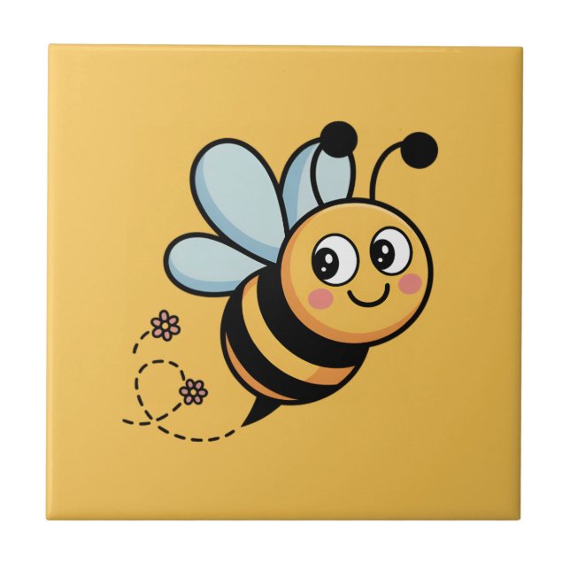 Azulejo Child-Friendly Bee Mascot with Dotted Trail (Frente)