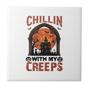 Azulejo Chillin Creeps Halloween Casa Embrujada Luna Naran