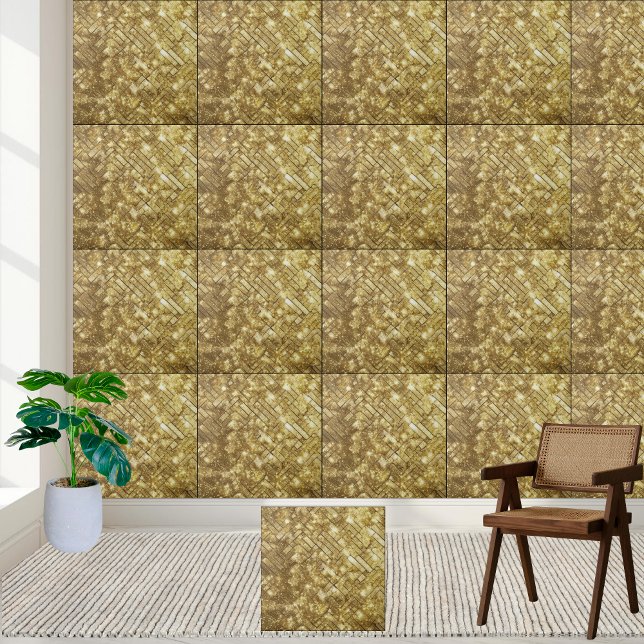 Azulejo Chimenea de parqué Purpurina de moda dorada (Chic Gold Sparkling Glitter Wall Floor Fireplace Ceramic Tile)