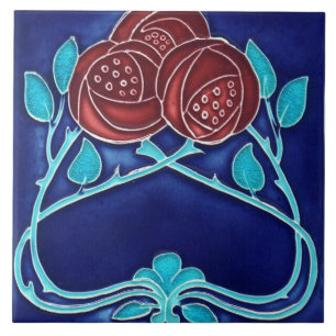 Azulejo Chimenea decorativa estilo Art Nouveau de mosaico