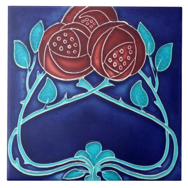 Azulejo Chimenea decorativa estilo Art Nouveau de mosaico (Frente)