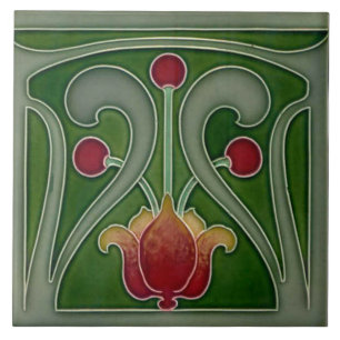 Azulejo Chimenea decorativa estilo Art Nouveau de mosaico