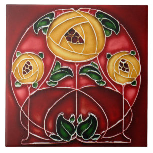 Azulejo Chimenea decorativa estilo Art Nouveau de mosaico