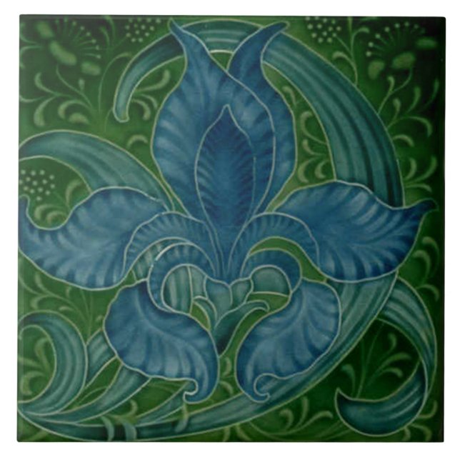 Azulejo Chimenea decorativa estilo Art Nouveau de mosaico (Frente)