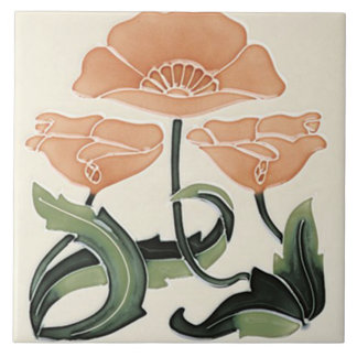 Azulejo Chimenea decorativa estilo Art Nouveau de mosaico