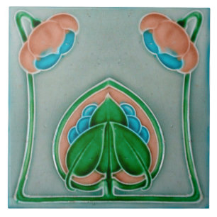 Azulejo Chimenea decorativa estilo Art Nouveau de mosaico