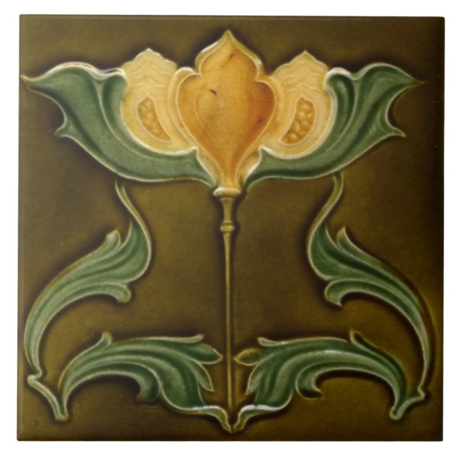 Azulejo Chimenea decorativa estilo Art Nouveau de mosaico (Frente)