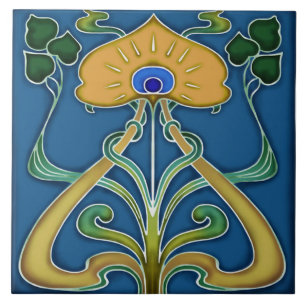 Azulejo Chimenea decorativa estilo Art Nouveau de mosaico