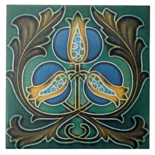 Azulejo Chimenea decorativa estilo Art Nouveau de mosaico