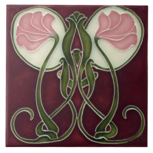 Azulejo Chimenea decorativa estilo Art Nouveau de mosaico