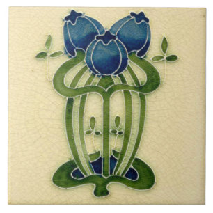 Azulejo Chimenea decorativa estilo Art Nouveau de mosaico