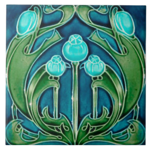 Azulejo Chimenea decorativa estilo Art Nouveau de mosaico