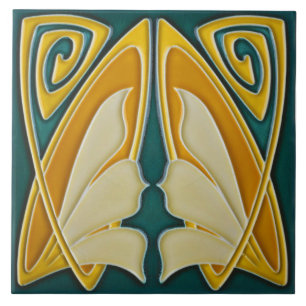 Azulejo Chimenea decorativa estilo Art Nouveau de mosaico