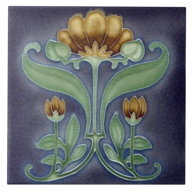 Azulejo Chimenea decorativa estilo Art Nouveau de mosaico (Frente)