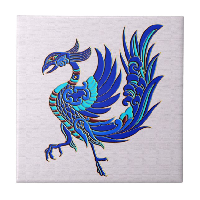 Azulejo Chino azul Phoenix (Frente)