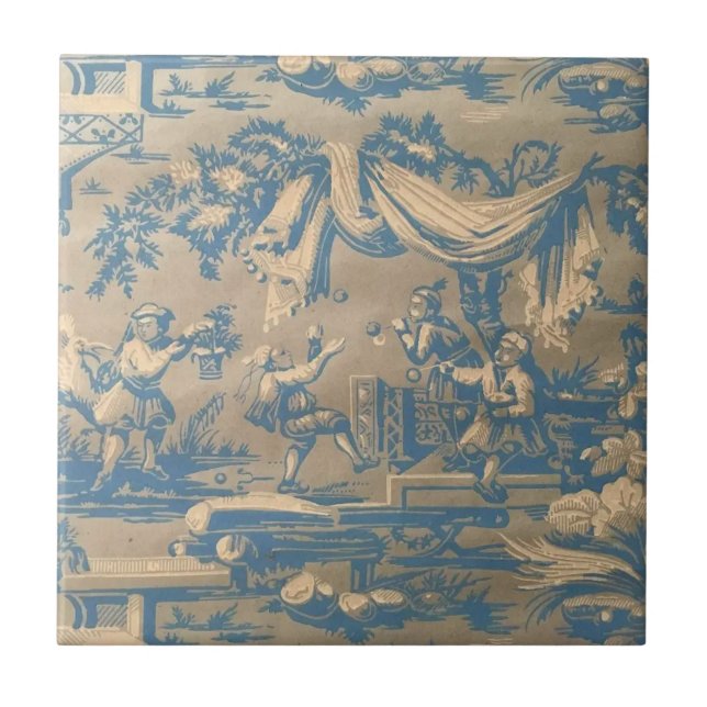 Azulejo Chinoiserie azul vintage (Frente)