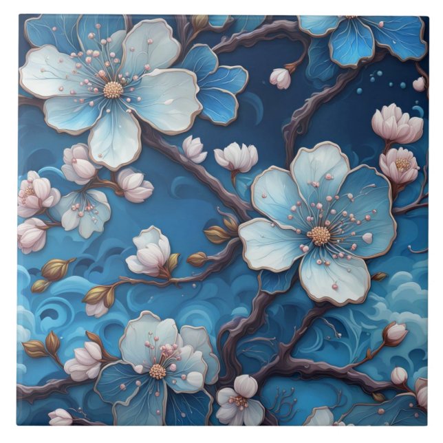 Azulejo Chinoiserie Cherry Blossom Flores Florales Japones (Frente)