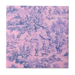 Azulejo Chinoiserie de tela rosa francesa estilo rústico r