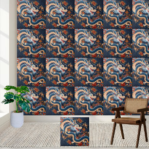 Azulejo Chinoiserie Dragon Tile