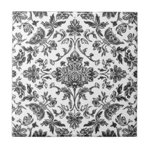 Chinoiserie Floral Negro y Blanco Acuarela