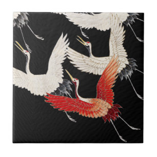 Azulejo Chinoiserie Grulla Voladora Zen Kimono Minimalista