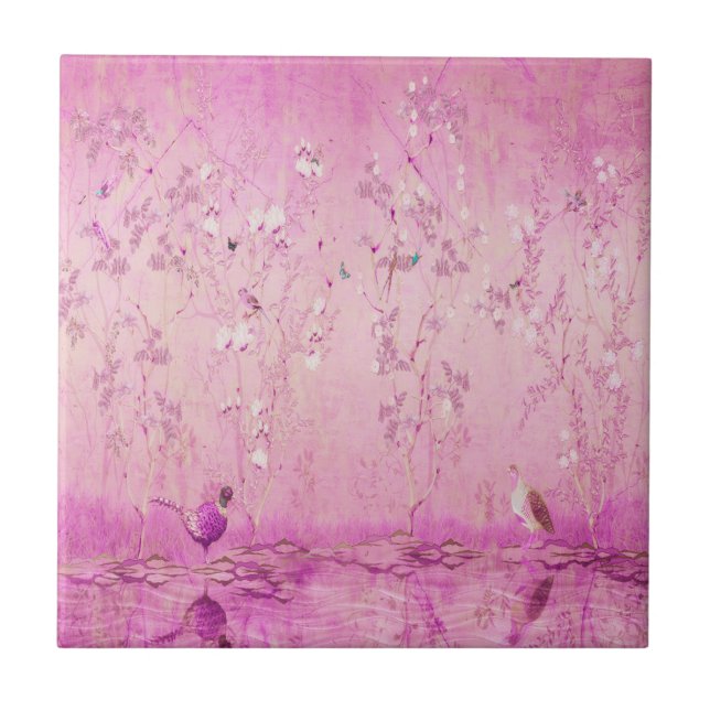 Azulejo Chinoiserie rosa (Frente)