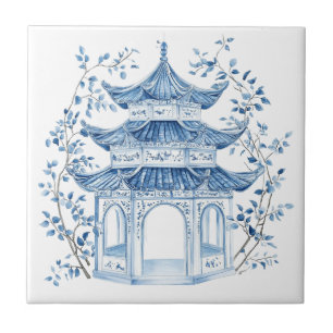 Azulejo Chinoiserie Toile De Jouy Pagoda