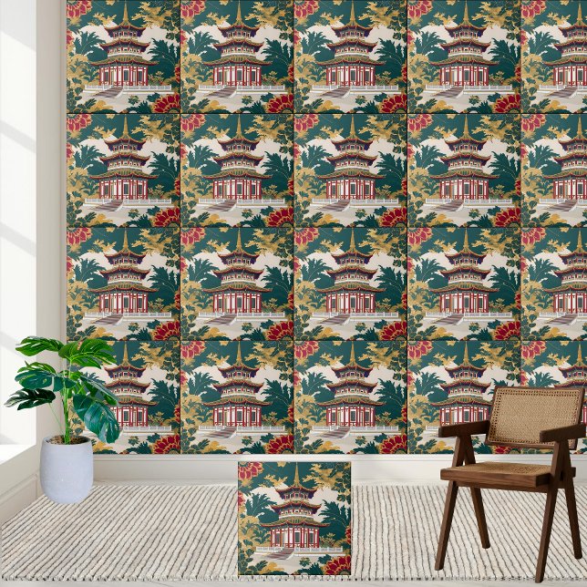 Azulejo Chinoiserie Wall Art Tile (Chinoiserie Wall Art Tile)