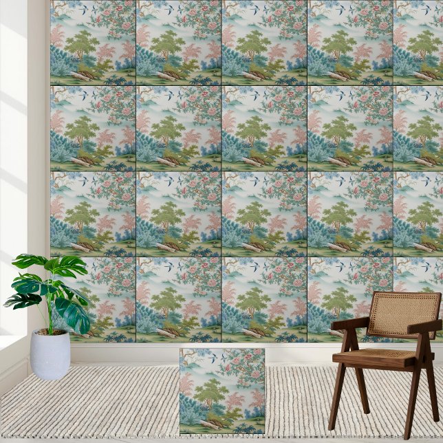Azulejo Chinoiserie Wall Tile (Oriental Chinoiserie Wall Tile)