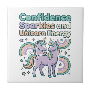 Azulejo Chispas de confianza de unicornio y diseño de cami