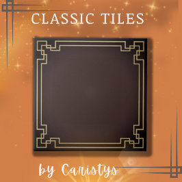 Azulejo Chocolate Art Decó y mosaico de cerámica de oro