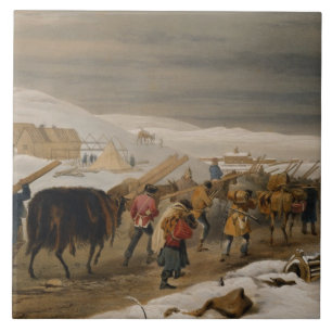 Azulejo Chozas y ropa caliente para el ejército, placa de