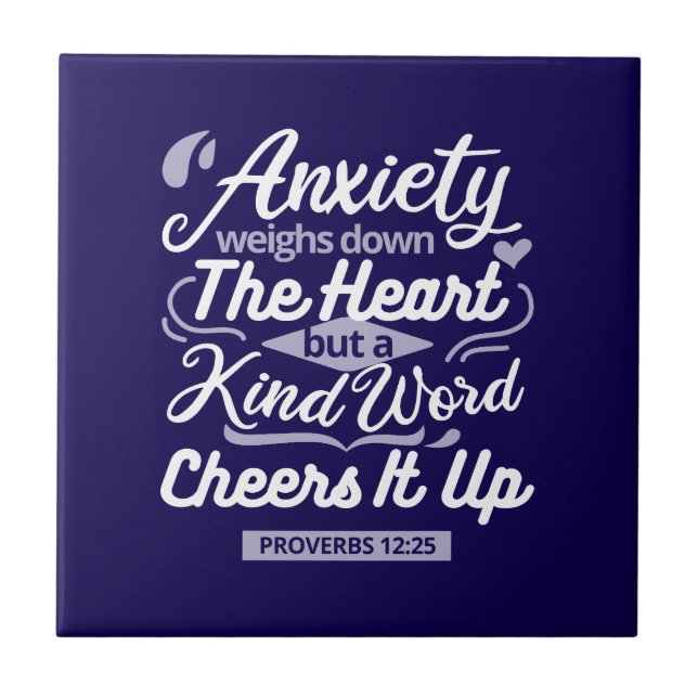 Azulejo Christian Encouragement Quote – Anxiety & Kindness (Frente)