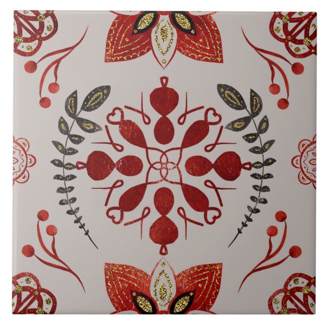 Azulejo Christmas Folk Nordic Art (Frente)