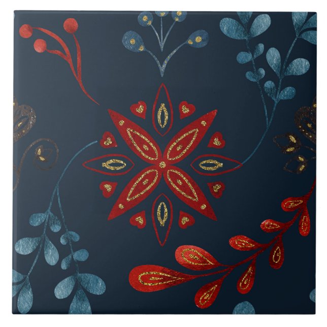 Azulejo Christmas Folk Nordic Art (Frente)