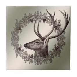 Azulejo Christmas Party Floral Reindeer Golden Winter