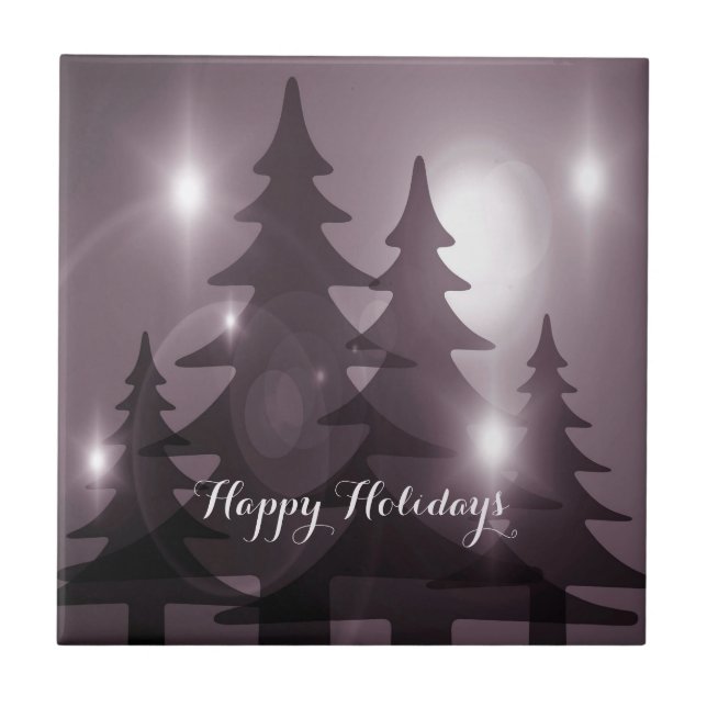 Azulejo Christmas Party Pink Trees Holiday Winter Elegant (Frente)